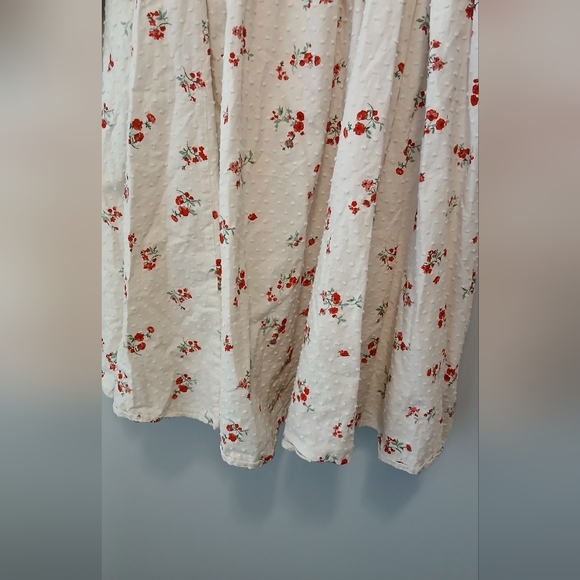 Floral Milkmaid Cottagecore Puff Sleeve Peplum Nap Dress Women's Medium - Picture 3 of 10